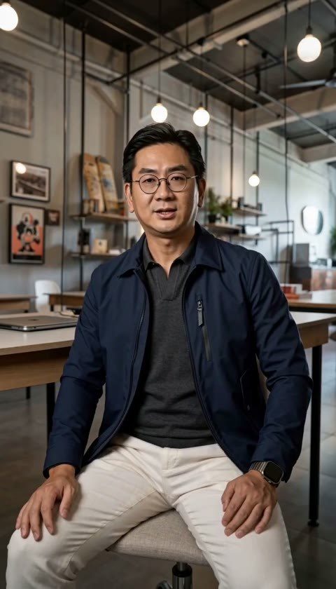 AI 生成的导师照片：摄影棚里的夹克